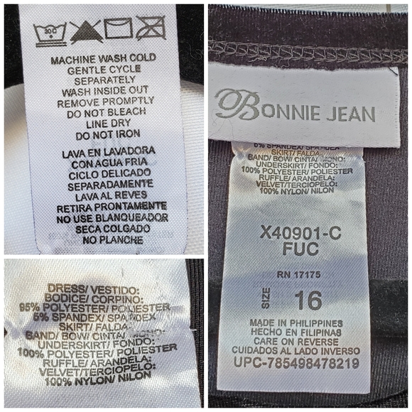 Bonnie Jean Black Velour and Hot Pink Dress - Picture 8 of 8